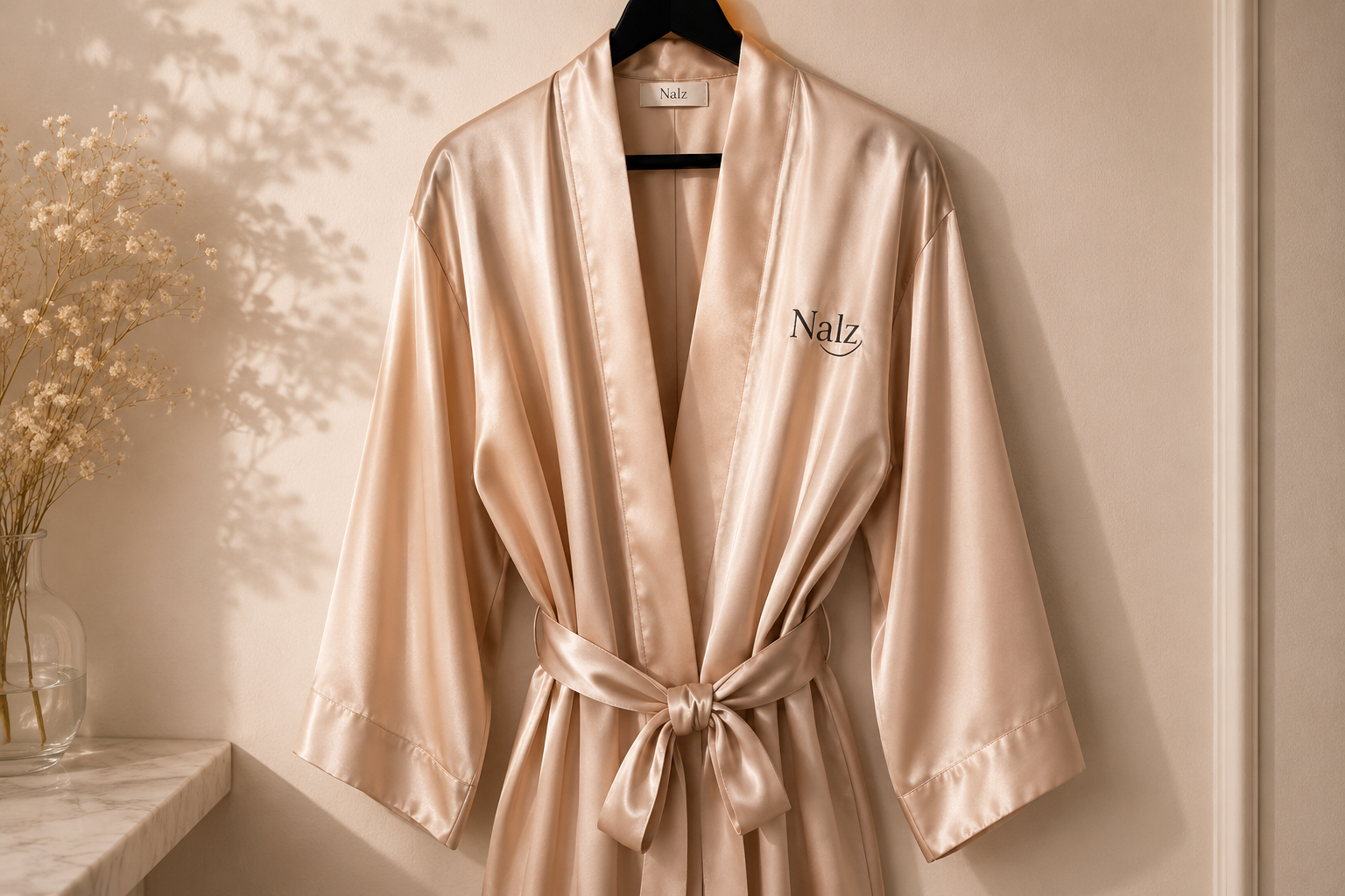 Champagne silk robe